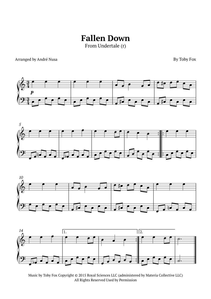 Fallen Down Pedal Harp scores gallery preview page 1