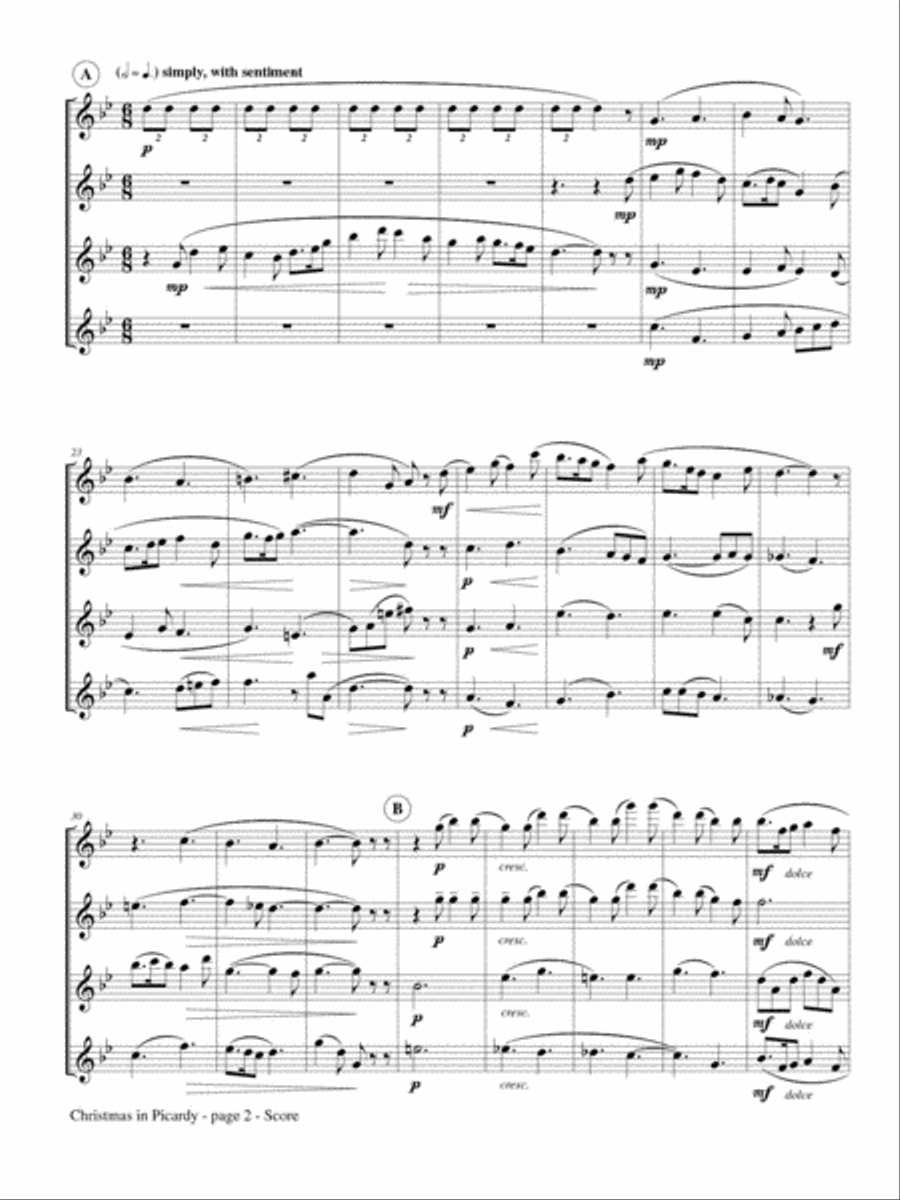 Christmas in Picardy for Flute Quartet Flute Quartet scores gallery preview page 3