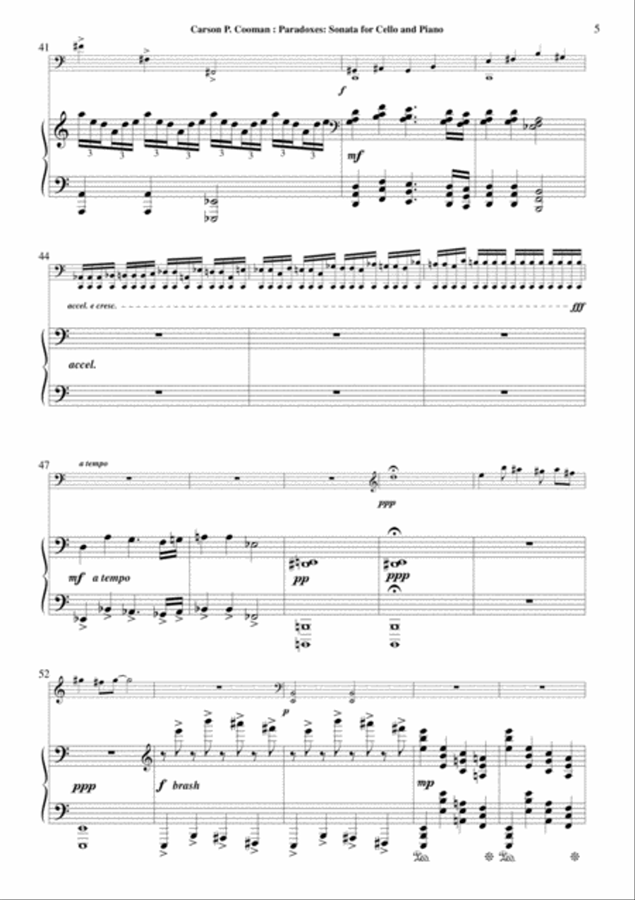 Carson Cooman: Paradoxes: Sonata for Cello and Piano (1998) Piano scores gallery preview page 5