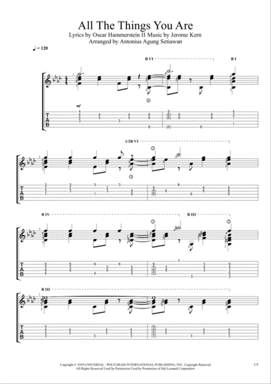All The Things You Are Guitar Tablature scores gallery preview page 1