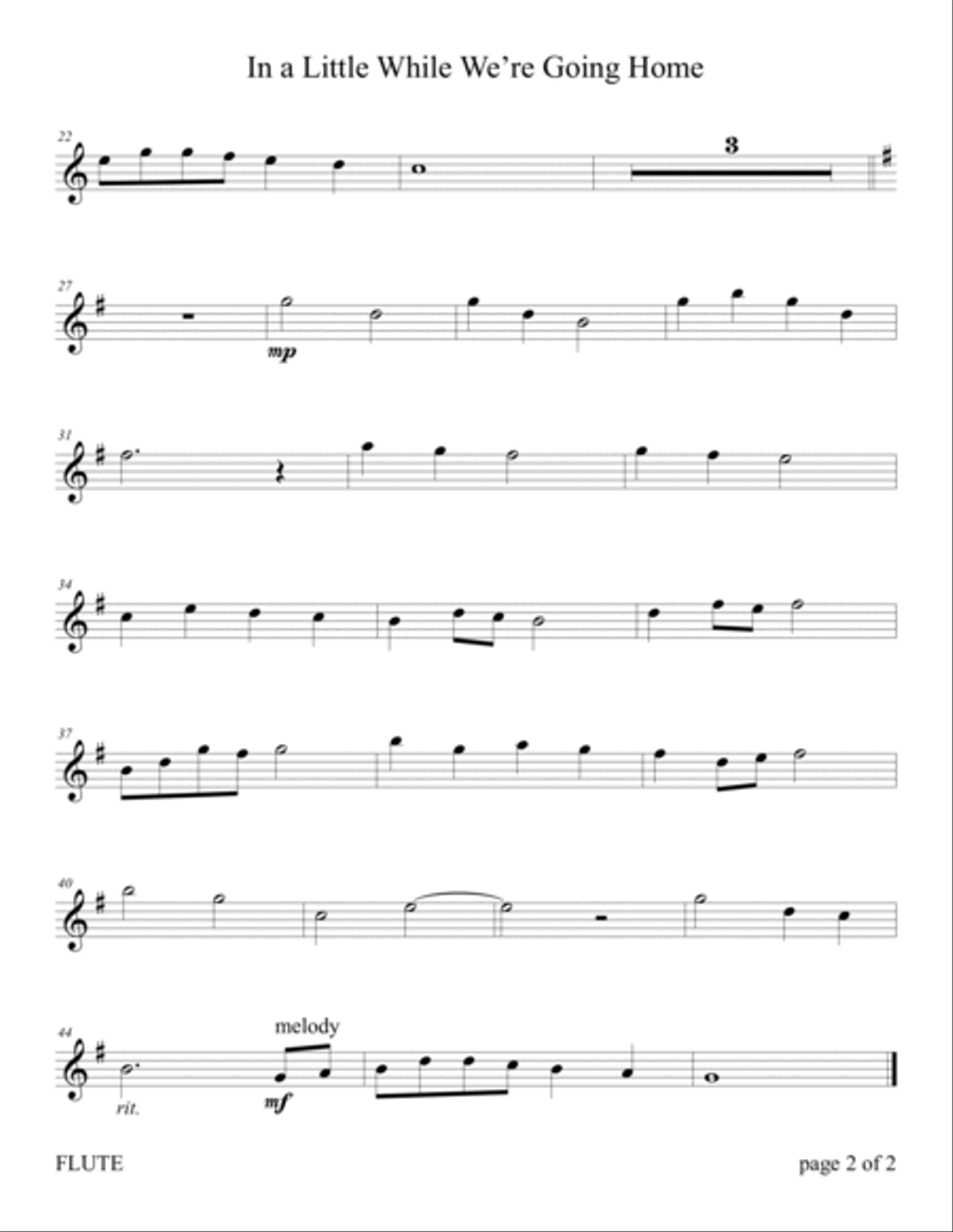 In a Little While We're Going Home (for Flute and Violin Duet with Piano Accompaniment) image number null