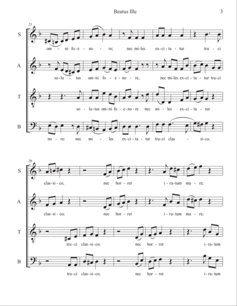 Beatus Ille, Qui Procul Negotiis for a capella SATB singers. lyrics in Latin with English translatio 4-Part scores gallery preview page 5