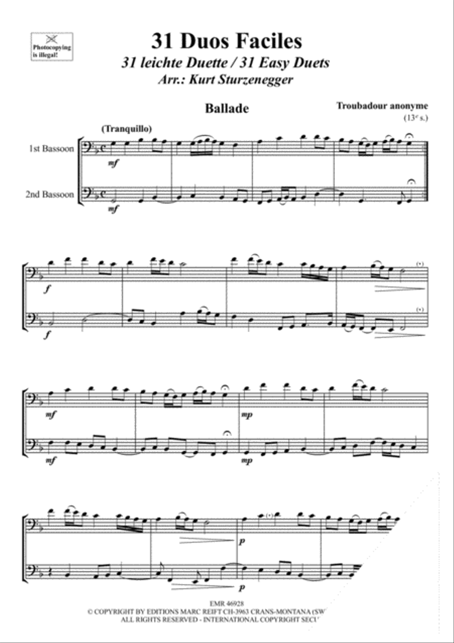 31 Duos Faciles 31 Duos Faciles Bassoon scores gallery preview page 3