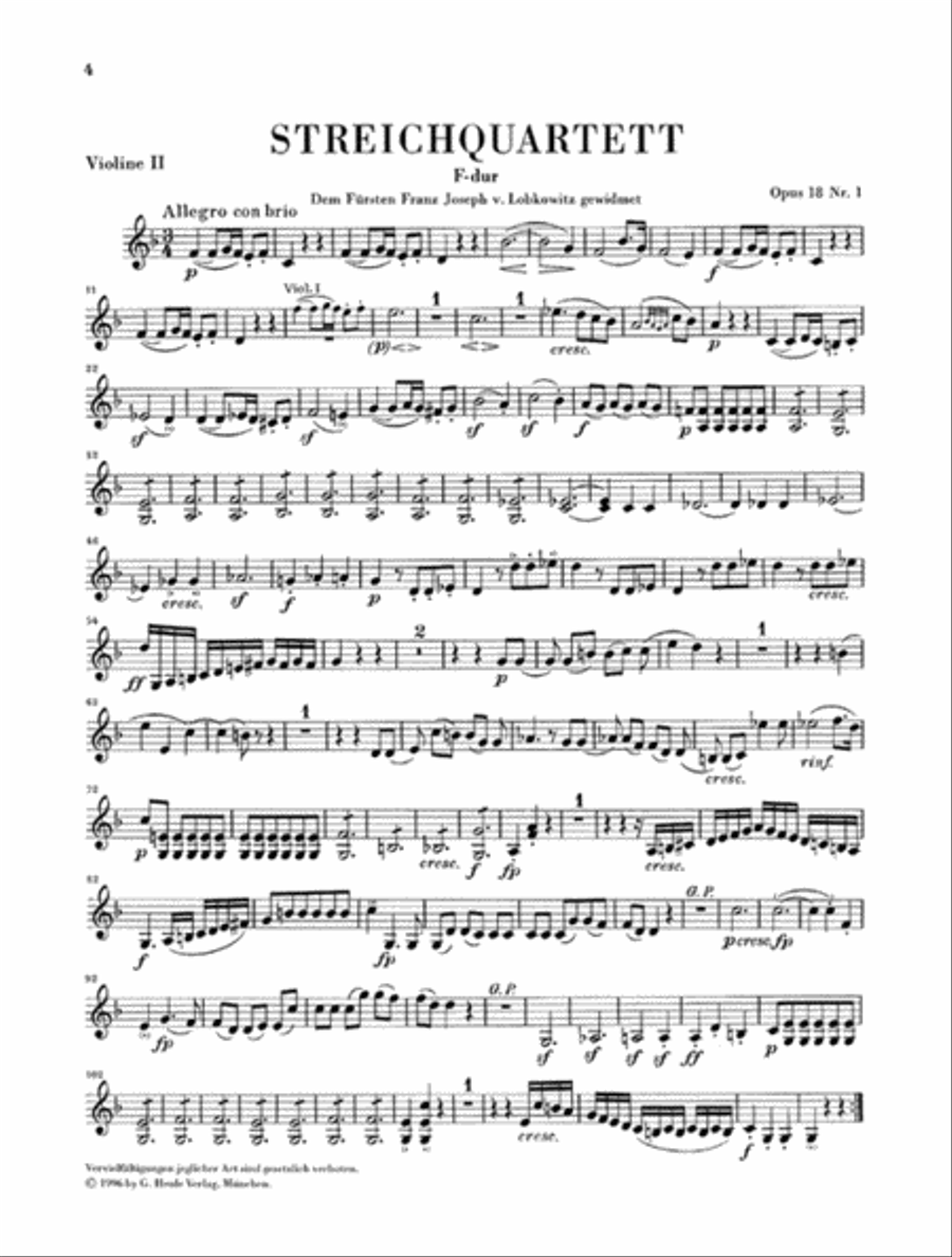 String Quartets and String Quartet-Version of the Piano Sonata op. 18/1-6 und op. 14/1 Cello scores gallery preview page 3