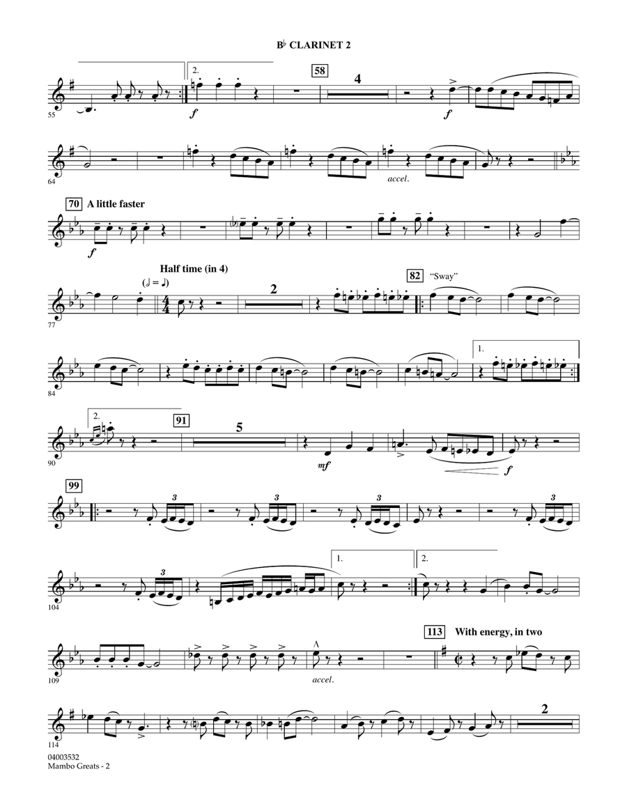 Mambo Greats - Bb Clarinet 2 Concert Band scores gallery preview page 2