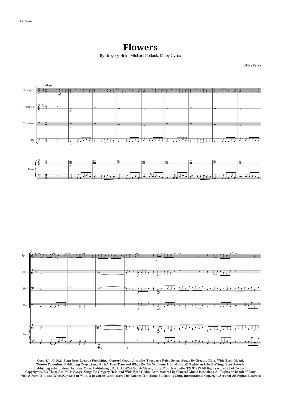 Flowers Brass Quartet scores gallery preview page 1