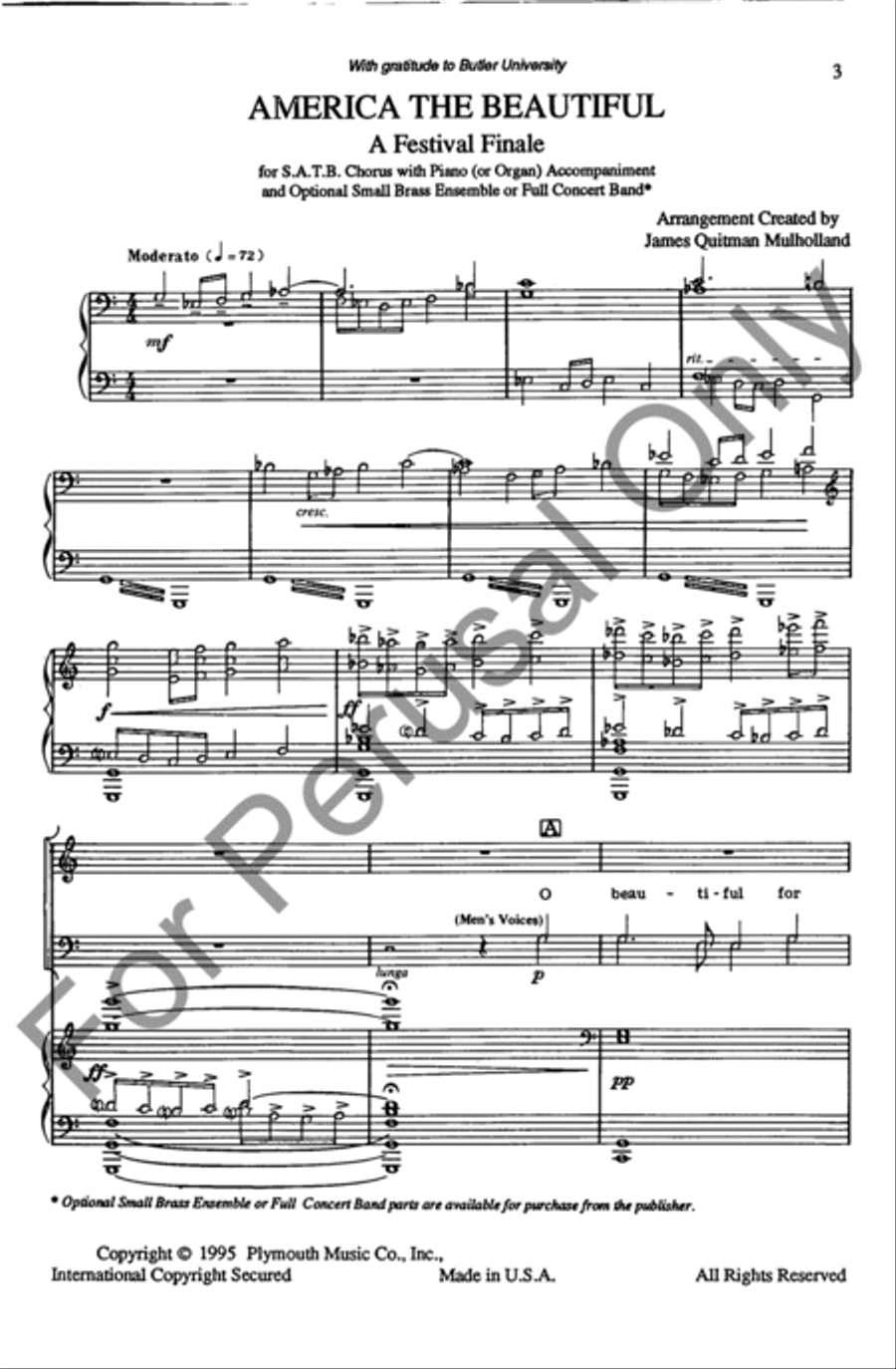 America The Beautiful (Choral Score) 4-Part scores gallery preview page 2