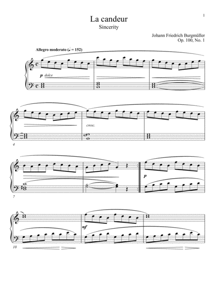 La candeur (Sincerity), Op. 100, No. 1 image number null