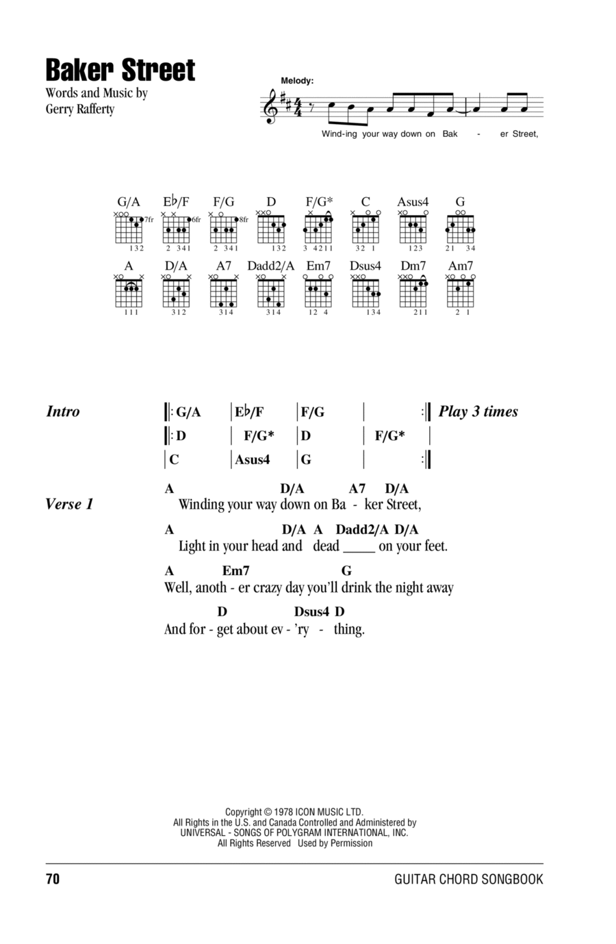 Baker Street Acoustic Guitar scores gallery preview page 1
