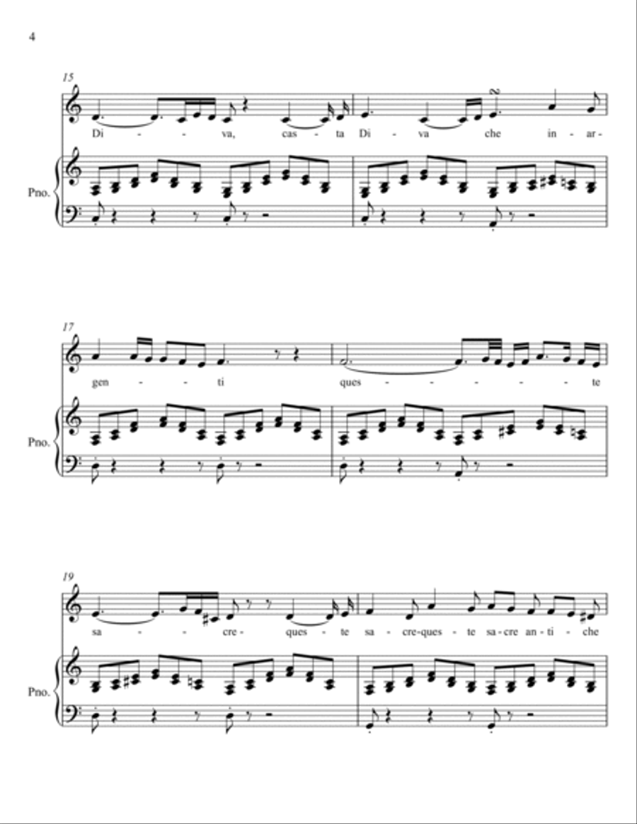 Casta Diva (Bellini)_C - major key (or relative minor key) Piano Solo scores gallery preview page 4