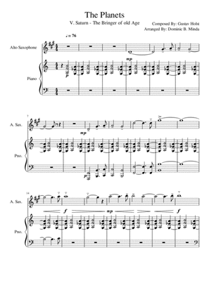 Saturn from "the planets" for Alto sax and piano.