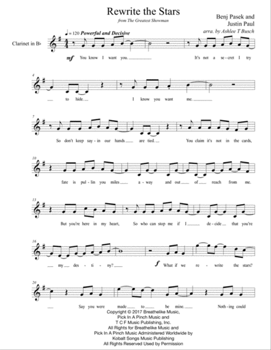 Rewrite The Stars Clarinet Solo scores gallery preview page 2