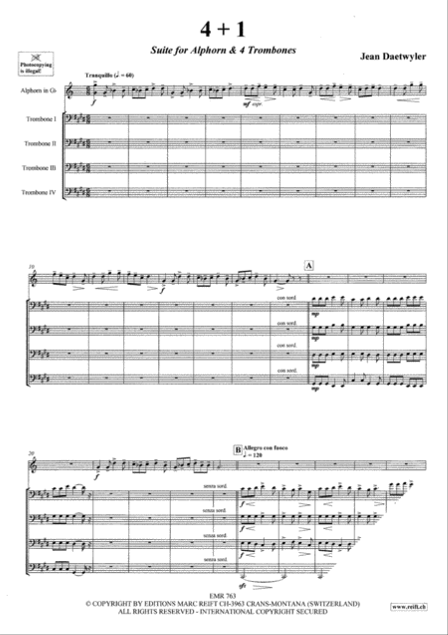 4 + 1 Trombone Quartet scores gallery preview page 3