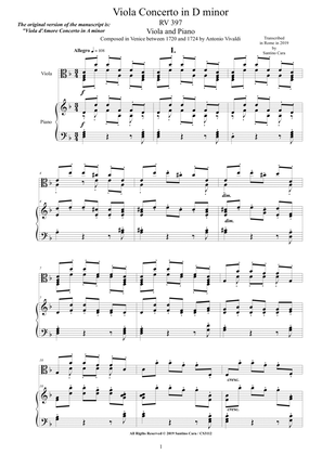 Vivaldi - Viola Concerto in D minor RV397 for Viola and Piano