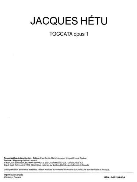 Toccata, opus 1