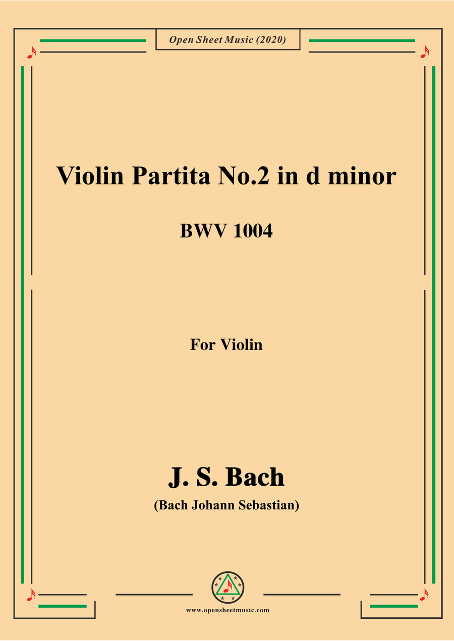 Bach,J.S.-Violin Partita No.2,in d minor,BWV 1004,for Violin Violin Solo scores gallery preview page 1