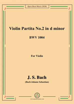 Book cover for Bach,J.S.-Violin Partita No.2,in d minor,BWV 1004,for Violin