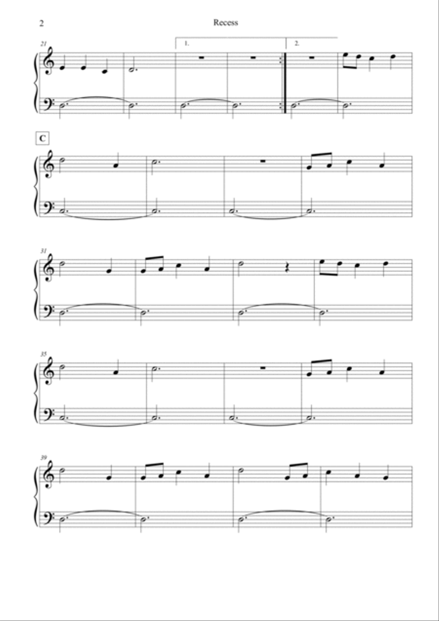 Recess Easy Piano scores gallery preview page 2