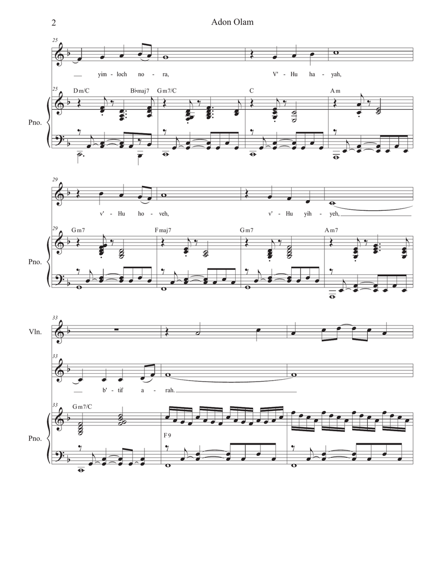 Adon Olam (Unison choir - Medium Key) Unison Choir scores gallery preview page 2