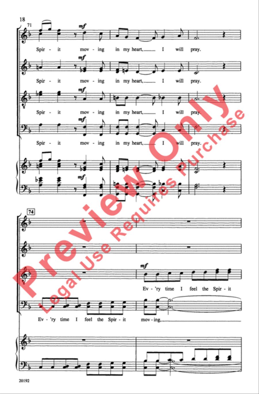 Ev'ry Time I Feel the Spirit 4-Part scores gallery preview page 18