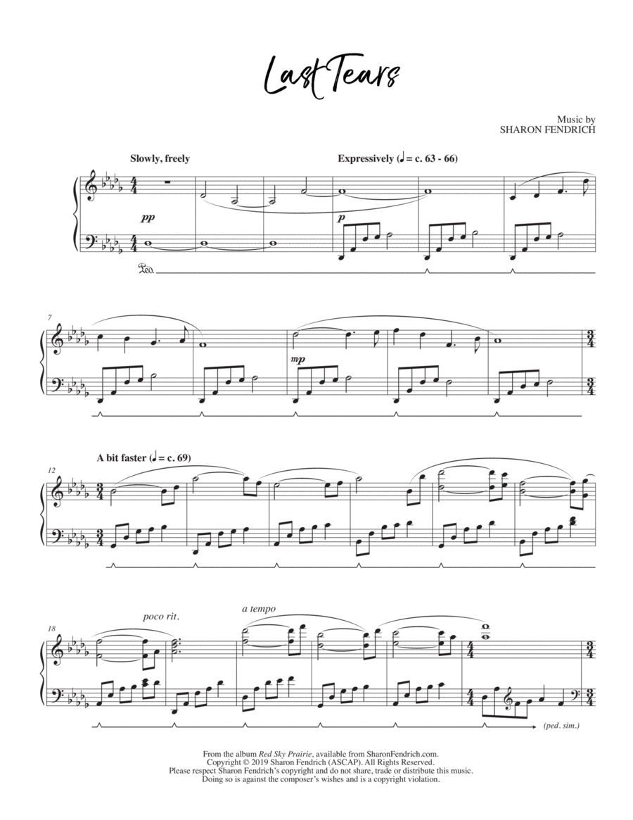 Last Tears Piano Solo scores gallery preview page 1