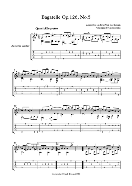 Beethoven Bagatelle op.126 no.5 - solo guitar