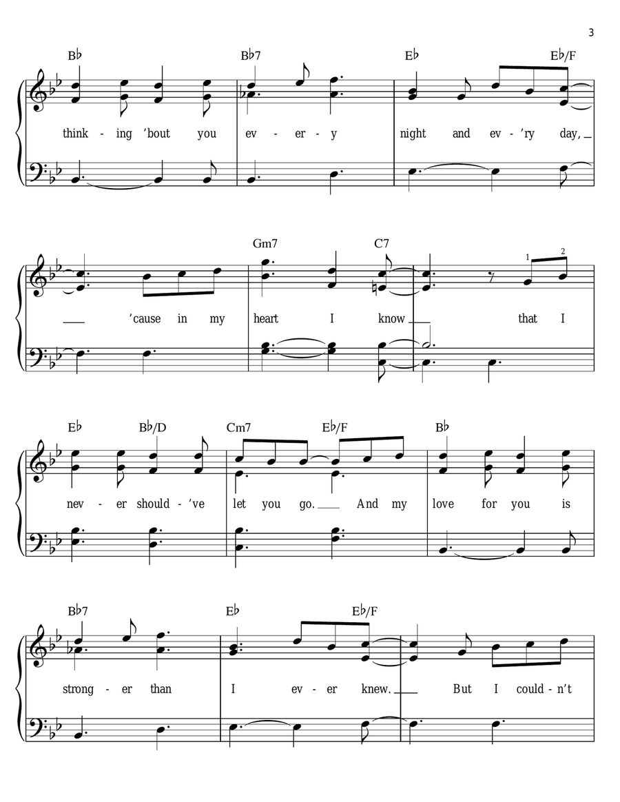 Never Should've Let You Go Easy Piano scores gallery preview page 3