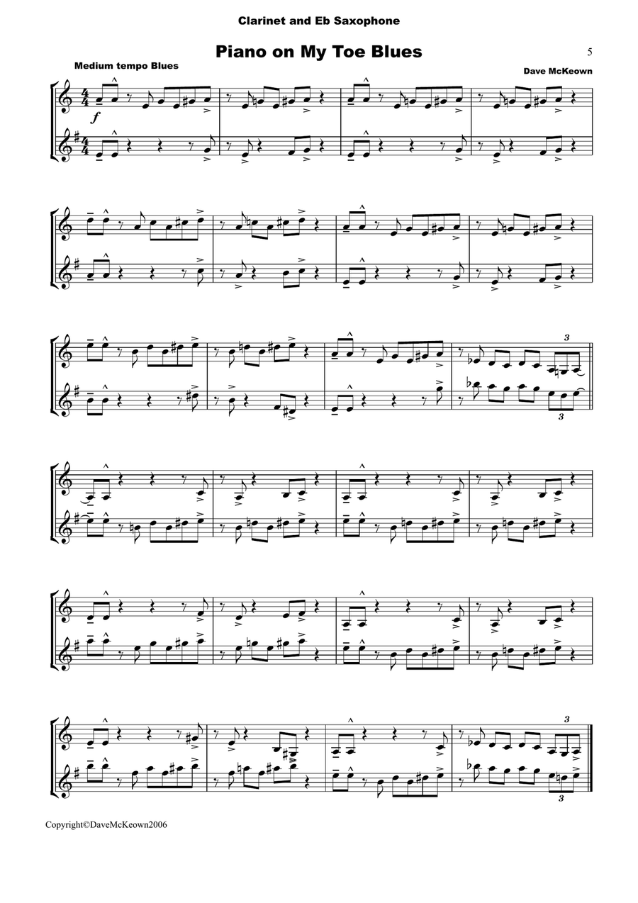 10 Blues Duets for Clarinet and Alto Saxophone Woodwind Duet scores gallery preview page 5