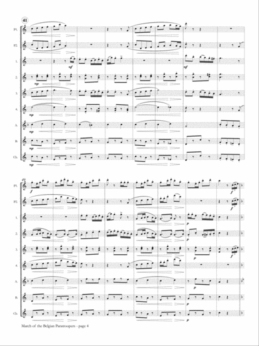 March Of The Belgian Paratroops (marche Des Parachutistes Belges) Woodwind Ensemble scores gallery preview page 5