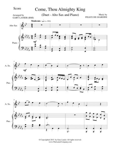 COME, THOU ALMIGHTY KING (Duet – Alto Sax and Piano/Score and Parts) image number null