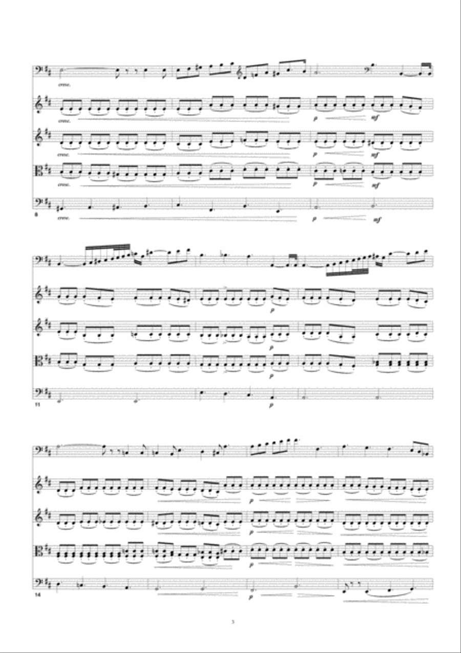 Giovanni Bottesini, Elegy, for solo double bass in solo tuning and string quartet, quintet or strin String Quartet scores gallery preview page 3
