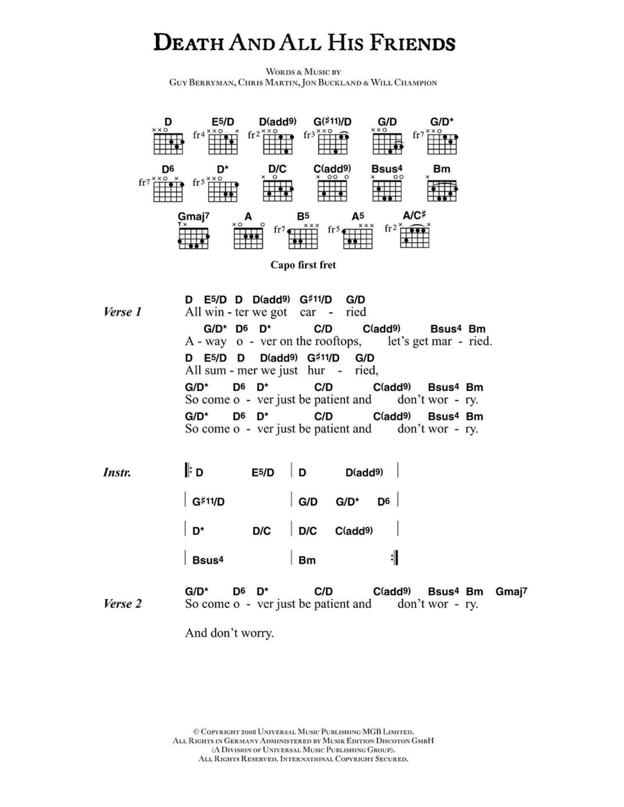 Death And All His Friends Easy Guitar scores gallery preview page 1