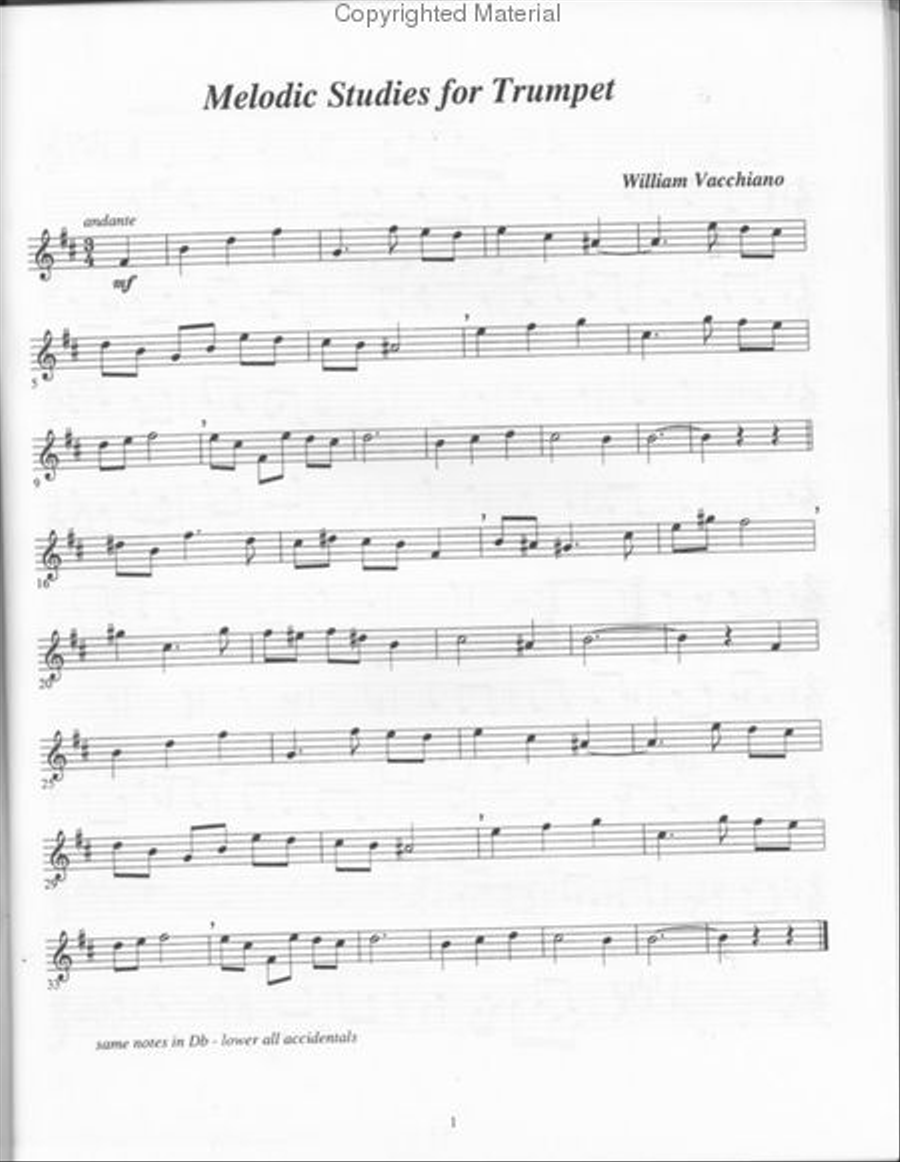 Melodic Studies for the Trumpet Trumpet Solo scores gallery preview page 2