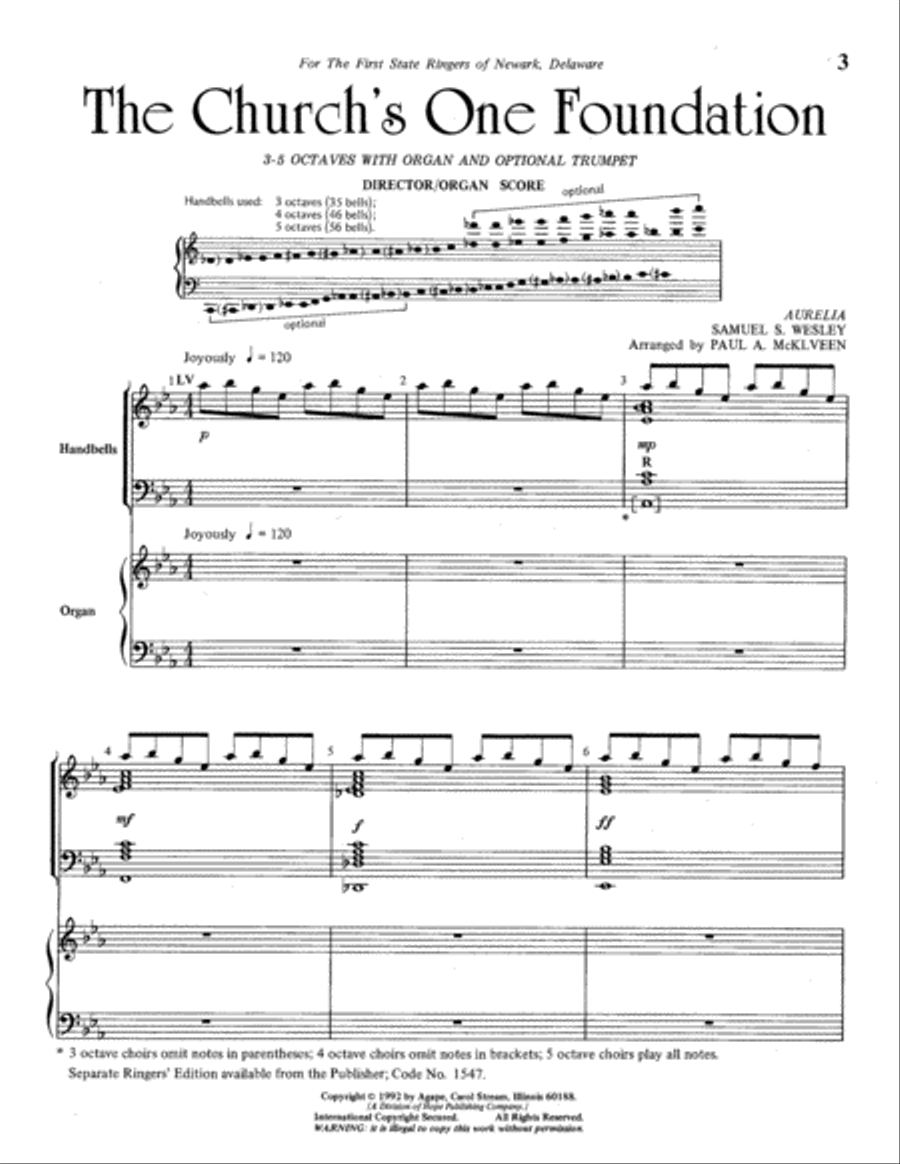 The Church's One Foundation Handbell Choir scores gallery preview page 3