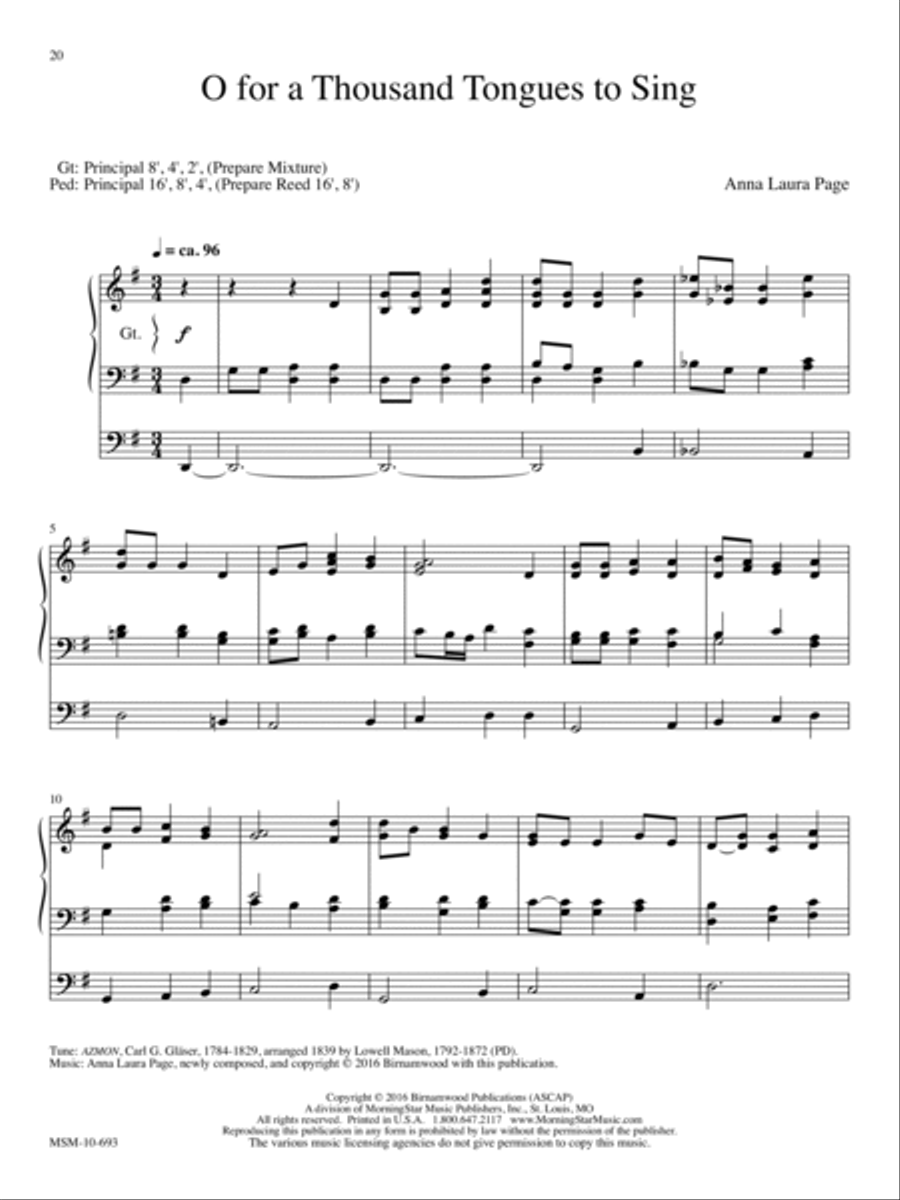 O for a Thousand Tongues to Sing Organ scores gallery preview page 1