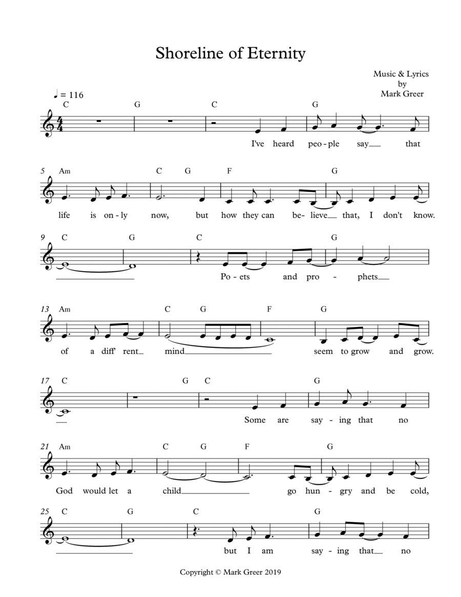 Shoreline of Eternity Guitar scores gallery preview page 1