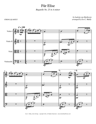 Für Elise (Bagatelle No. 25 in A minor) - String Quartet