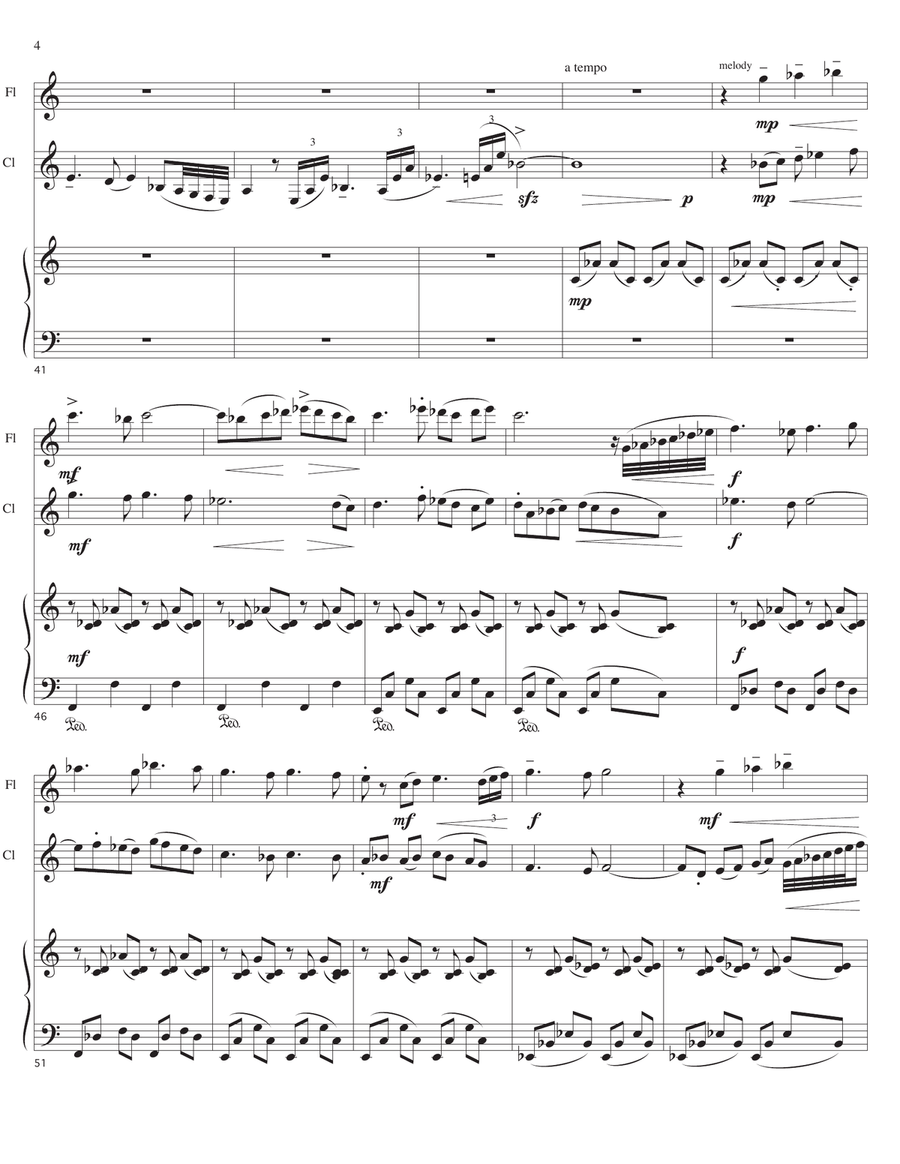 DOPPLER EFFECT for Flute, Bb Clarinet, and Piano Small Ensemble scores gallery preview page 4