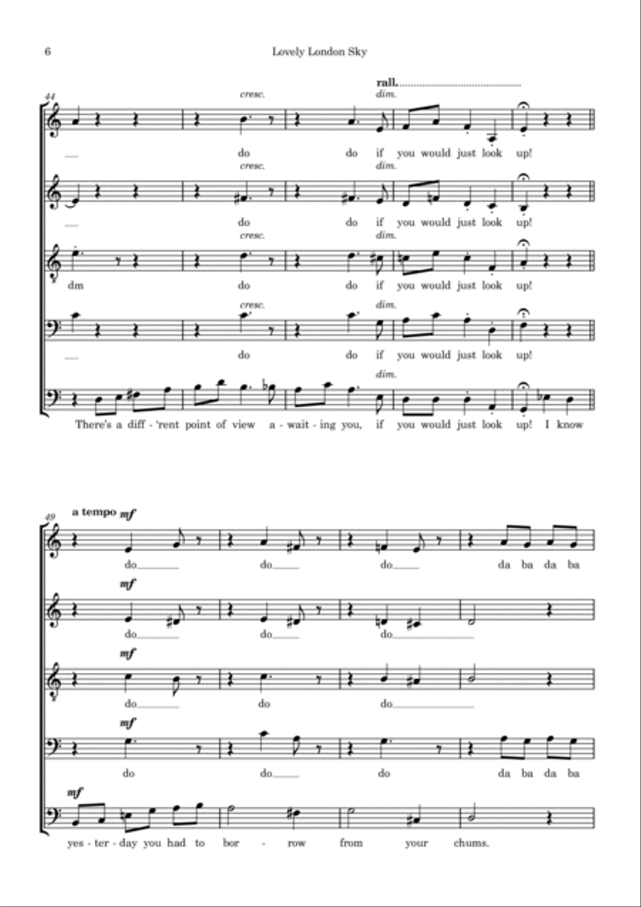 (underneath The) Lovely London Sky A Cappella scores gallery preview page 6