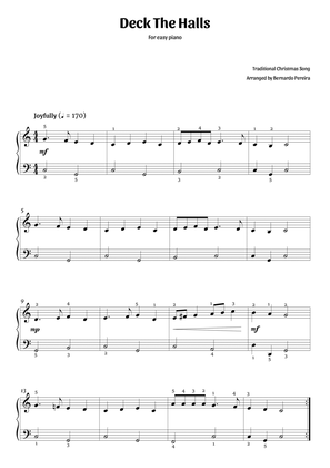Deck The Halls (easy piano – C major)