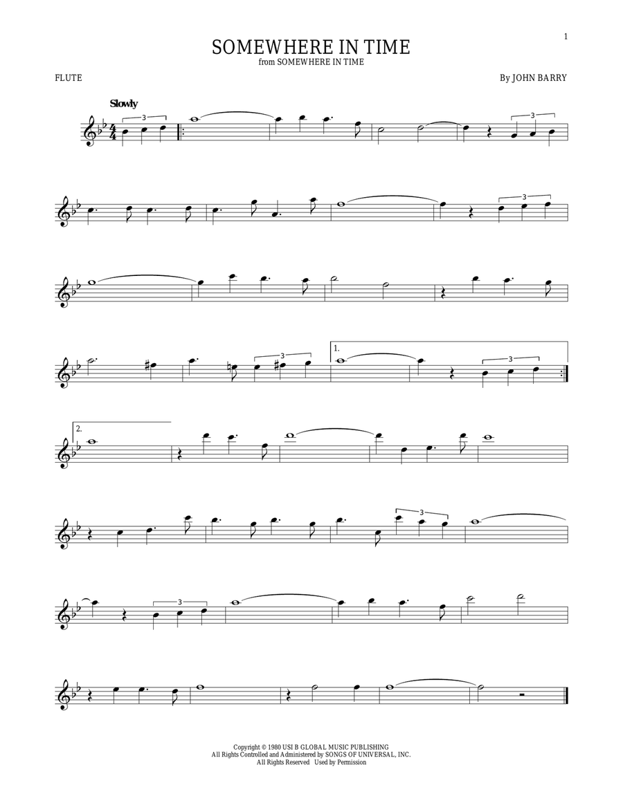 Somewhere In Time Flute Solo scores gallery preview page 1