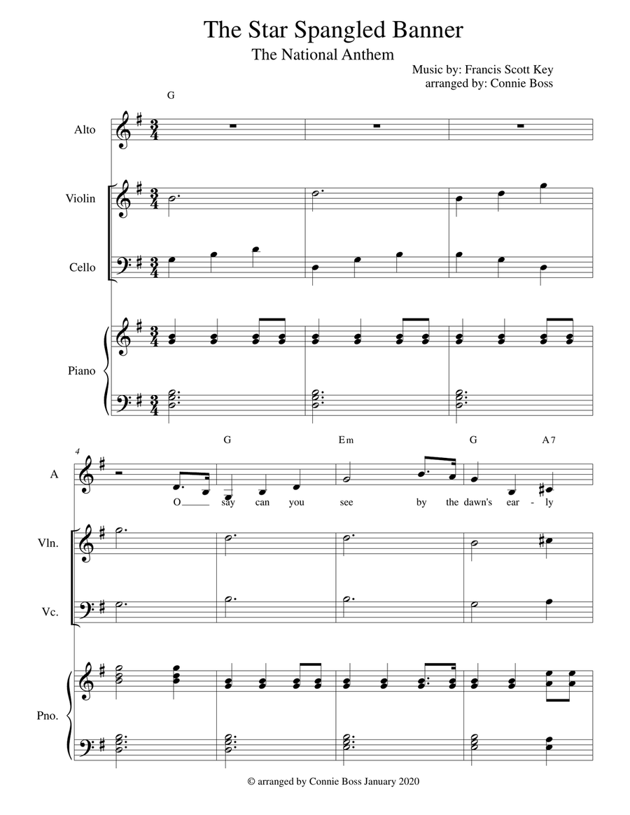 The Star Spangled Banner - Alto and strings Choir scores gallery preview page 1