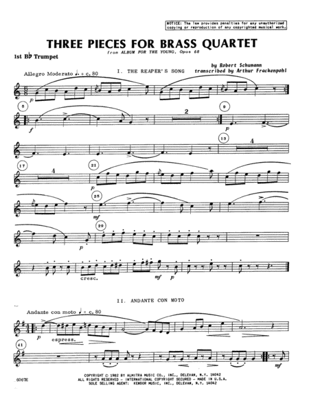 Three Pieces for Brass Quartet - 1st Bb Trumpet