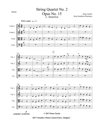 String Quartet 2 Opus 15 No 2 America