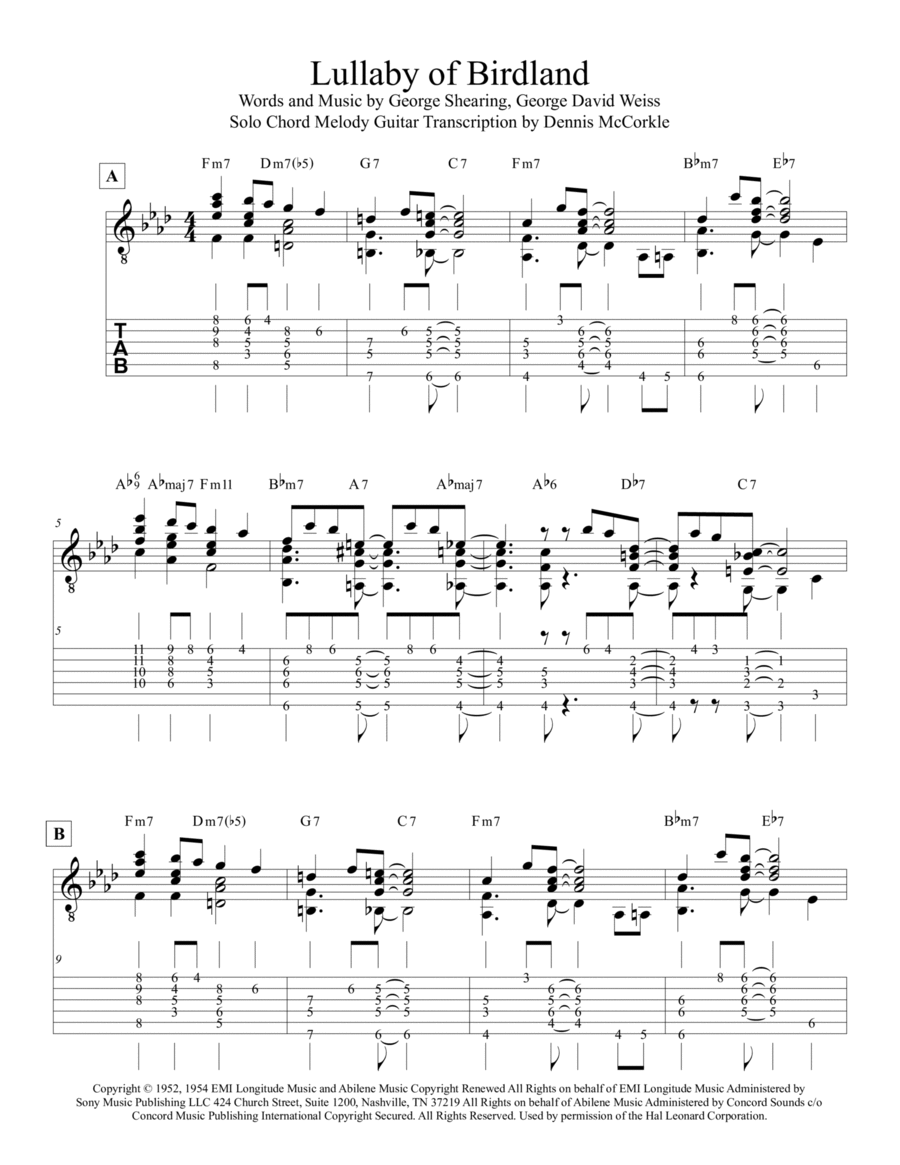 Lullaby Of Birdland Electric Guitar scores gallery preview page 1