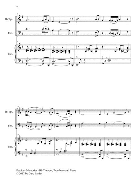 Precious Memories (Trio - Bb Trumpet, Trombone & Piano with Score/Parts) image number null