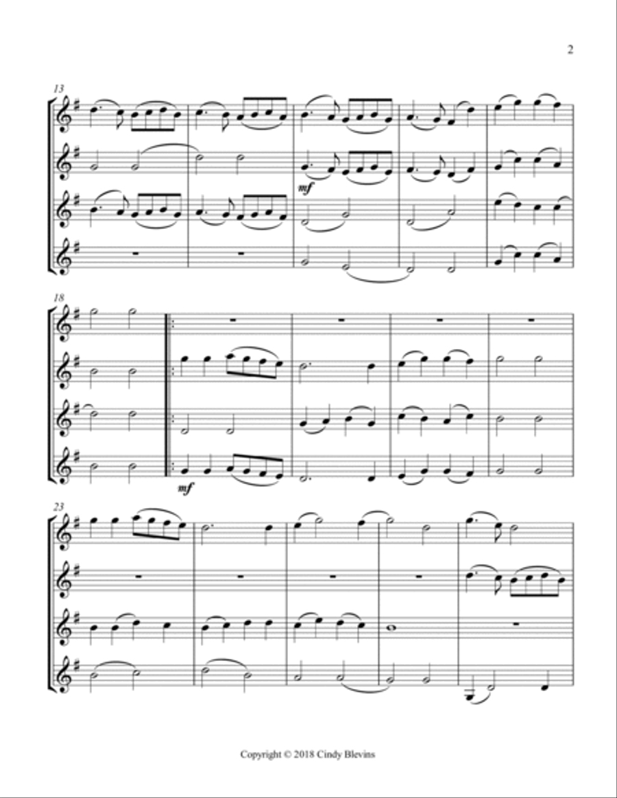 Ding Dong! Merrily On High, for Clarinet Quartet Clarinet Quartet scores gallery preview page 3