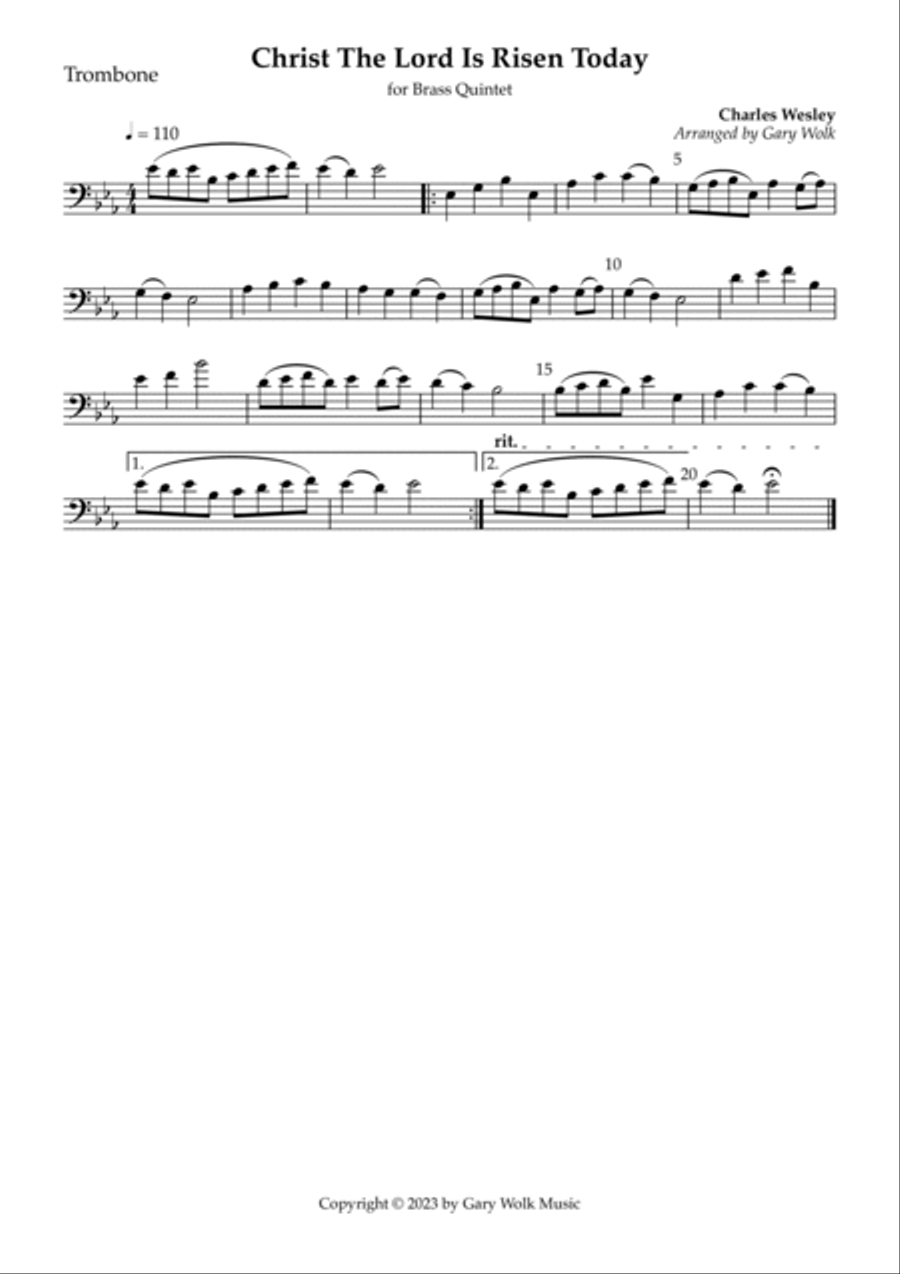 Christ The Lord Is Risen Today Brass Quintet scores gallery preview page 4