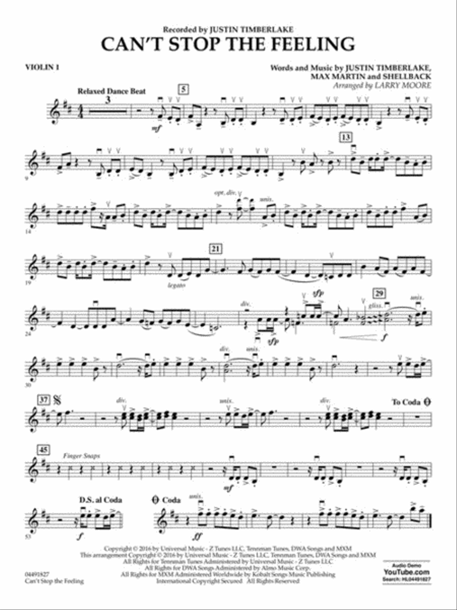 Can't Stop the Feeling String Orchestra scores gallery preview page 4