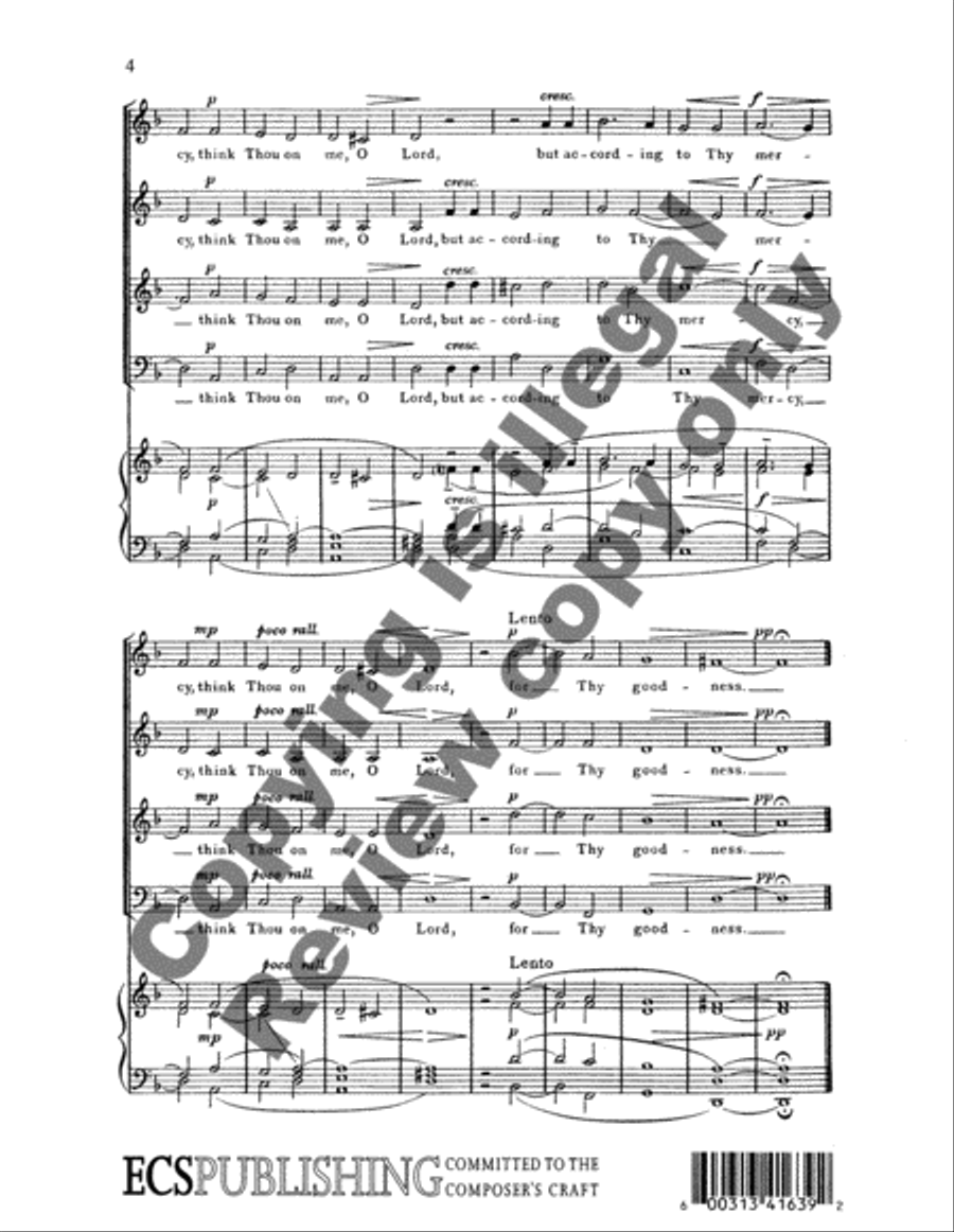 Call to Remembrance, O Lord 4-Part scores gallery preview page 6